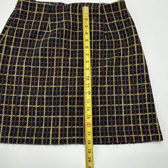 Anthropologie Hutch Windowpane Mini Skirt Tweed Size M Medium Brown Zipper - Picture 6 of 10